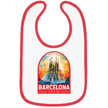 Discover Barcelona Spain Travel Art Emblem Bibs