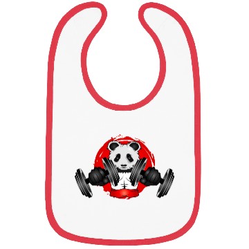 Discover Bodybuilder panda bear with barbell in gym patch Bibs