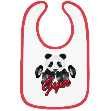 Discover Bodybuilder panda bear with barbell in gym Bibs
