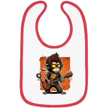 Discover Monkey Chimpanzee Playing Acousitc Rock Guitar Bibs