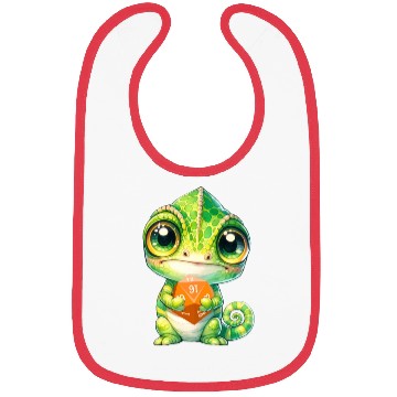 Discover Chameleon Holding 20-sided Dice Bibs