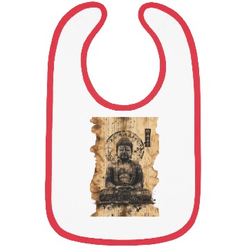 Discover Vintage Papyrus Scroll Japanese Silhouette Buddha Bibs