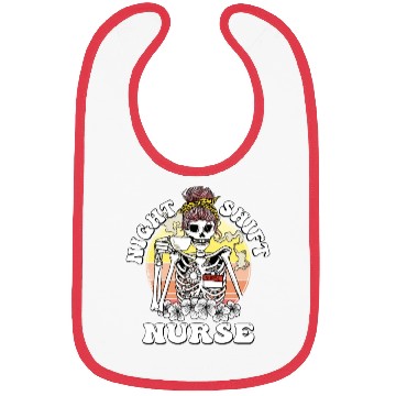 Discover Funny Night Shift Nurse Skeleton Halloween RN Bibs