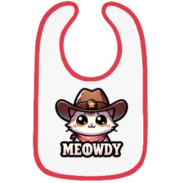 Discover Cute Meowdy Cat Cowboy Pun Bibs