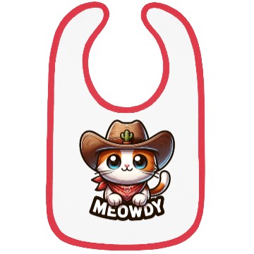 Discover Cute Meowdy Cat Cowboy Pun Bibs