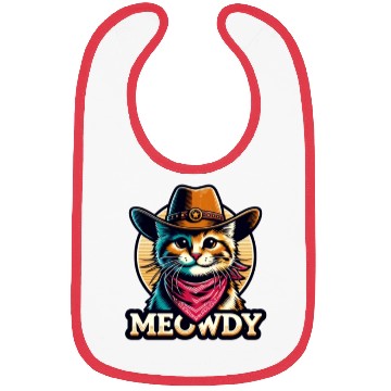 Discover Cute Meowdy Cat Cowboy Pun Bibs