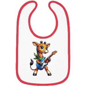Discover A cool giraffe playing guitar musician Bibs