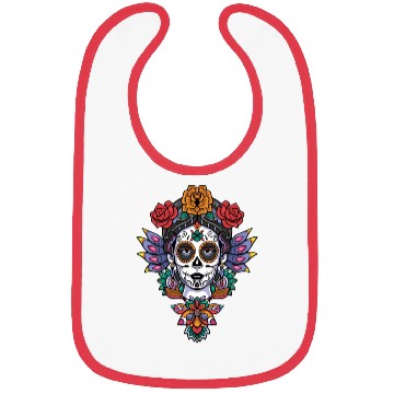 Discover Colorful Calavera Girl Head Mandala Bibs