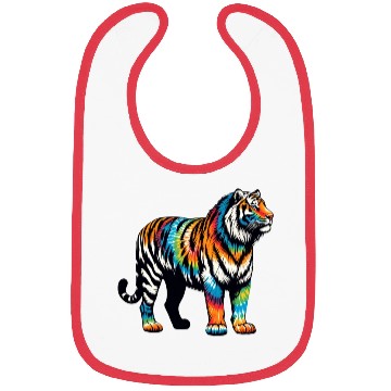 Discover Vibrant Tie Dye Tiger Artwork Bibs