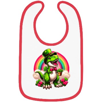 Discover T- Rex Happy St Patricks Day Irish Rainbow Shamro Bibs