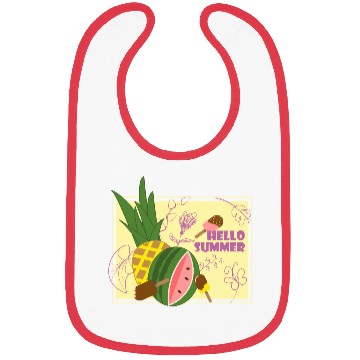 Discover Hello summer fruit ice cream flowers & butterfly Bibs