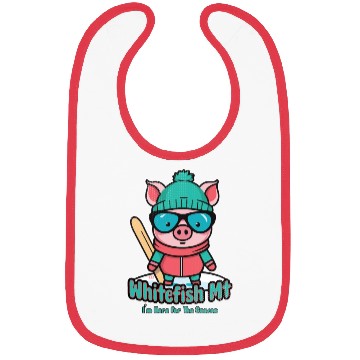 Discover Cute Pig Skiing Whitefish Mountain Bibs