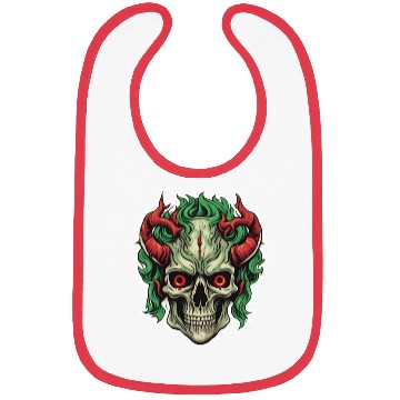 Discover Infernal Emerald: Red-Horned Skull Bibs