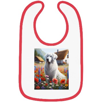 Discover Kuvasz Dog Cottagecore Meadow Serenity Men Women Bibs