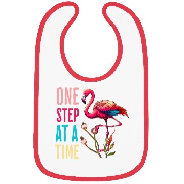 Discover One Step At A Time Flamingo Design Bibs