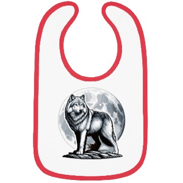 Discover Majestic Moonlit Wolf Illustration Bibs