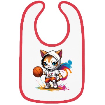 Discover cute cat in Bibs is playing basketball