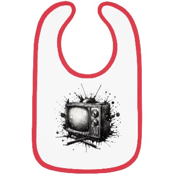 Discover VINTAGE RETRO TV AMIDST INK SPLASH ARTWORK Bibs