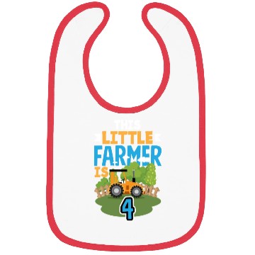 Discover 4th Birthday Tractor 4 Years Birthday Boy Bibs