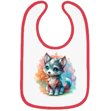 Discover Cute Chibi Grey Wolf For Wolf Lovers Bibs