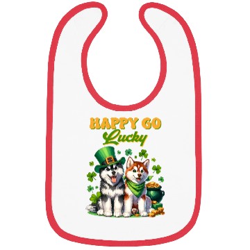 Discover Happy Go Lucky Cute Husky St Patricks Day Bibs