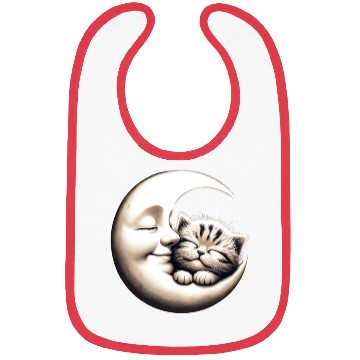 Discover Peaceful Kitten and Moon Embrace Bibs