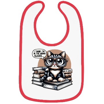 Discover Funny Cat in Oversized Glasses Reading Humor Bibs