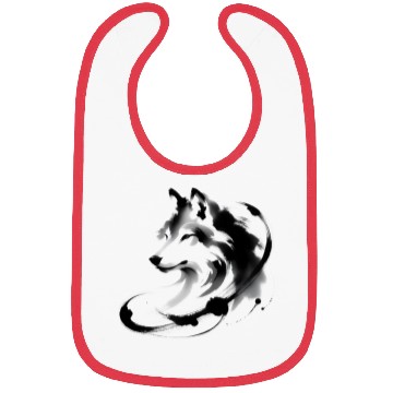 Discover Abstract Wolf Japanese Ink Art Bibs