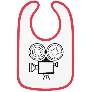 Discover Old film camera drawing, template. Cameraman. Bibs