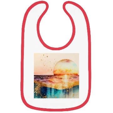 Discover Sunset Beach Watercolor Painting Bibs