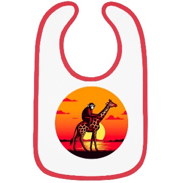 Discover Sunset Safari: Monkey Riding Giraffe Bibs