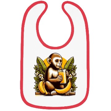 Discover Monkey Sipping Banana Juice Bibs