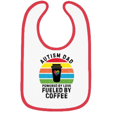 Discover Autism dad powered by coffee sunset Bibs