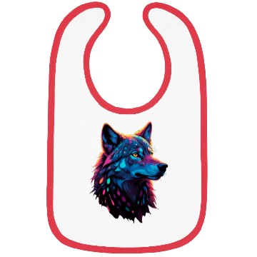 Discover colorfull wolf Bibs