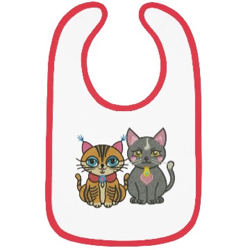 Discover Cute catty couple embroidery design. Bibs