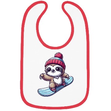 Discover Sloth Snowboarder Winter Sports Vacation Design Bibs