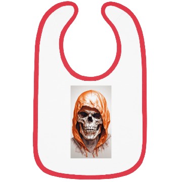 Discover Default A skull in an orange hoodi ultra realistic Bibs
