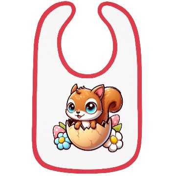 Discover Cute Squirrel with Easter Egg Comic Design Bibs