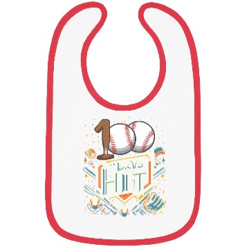 Discover School Bibs, 100 Days Hit Baseball Bat And