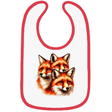 Discover Three Red Fox Faces Bibs