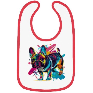Discover Neon Paws: French Bulldog in 80s Pop Art Style Bibs