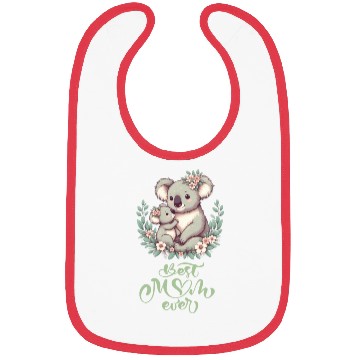 Discover Best Mom Ever Koala Embrace Floral Wreath Bibs