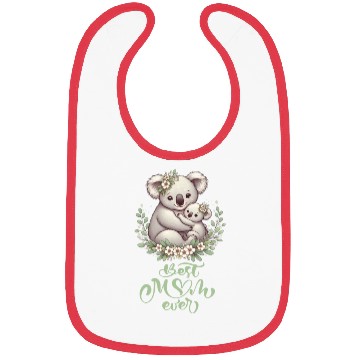 Discover Best Mom Ever Koala Embrace Floral Wreath Bibs