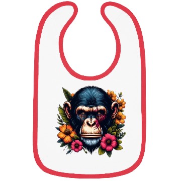 Discover Monkey Warrior Amidst Blooms Bibs