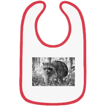 Discover cute racoon walking through wooded forest Bibs