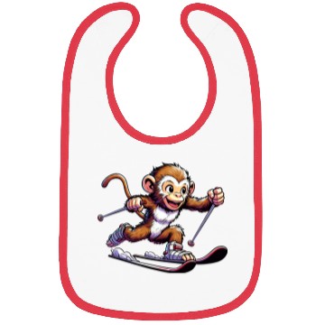 Discover Monkey Chimpanzee Skier Winter Vacation Design Bibs