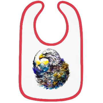 Discover Wilderness Watercolor Forest Moon Eagle Bibs