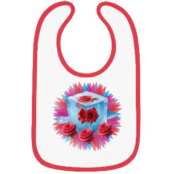Discover red spring flowers inside crystallized ice Bibs