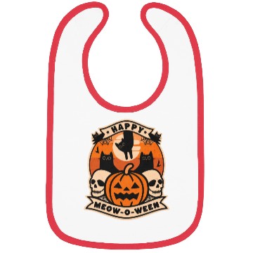 Discover [THAM store] - Happy Meow O Ween Cat and Skull Bibs