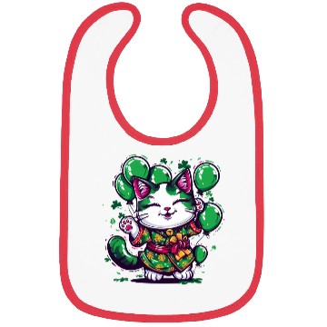 Discover Kawaii St Patricks Day Cat With Balloons Bibs